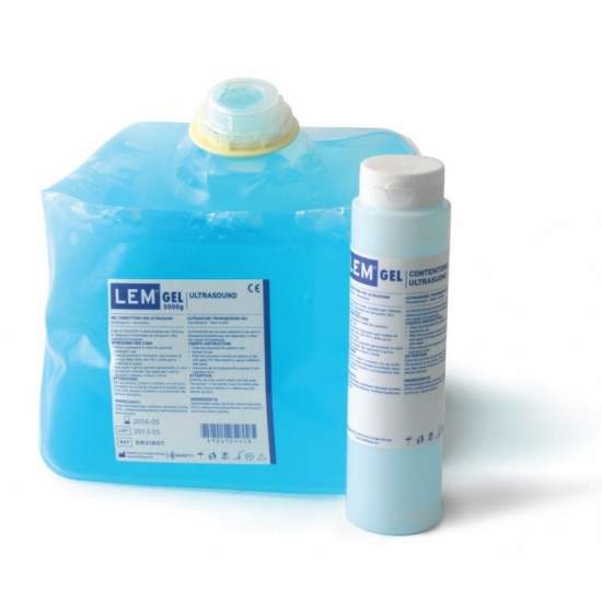 Gel ultrasonidos 5 kg color azul. Con dispensador rellenable de 260 gr.