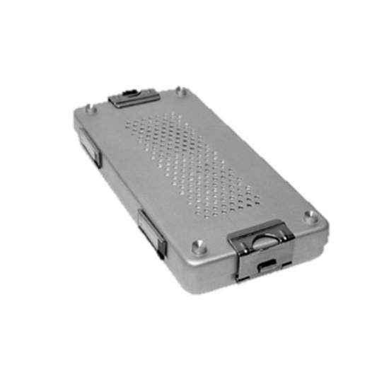 Sterilization container with perforated lid anodized aluminum 30 x 14 x 4 cm.
