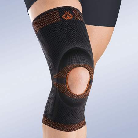 BREATHABLE ELASTIC KNEE SUPPORT WITH SILICONE HEAD OPEN IMPELLER AND SIDE STABILIZERS 9105