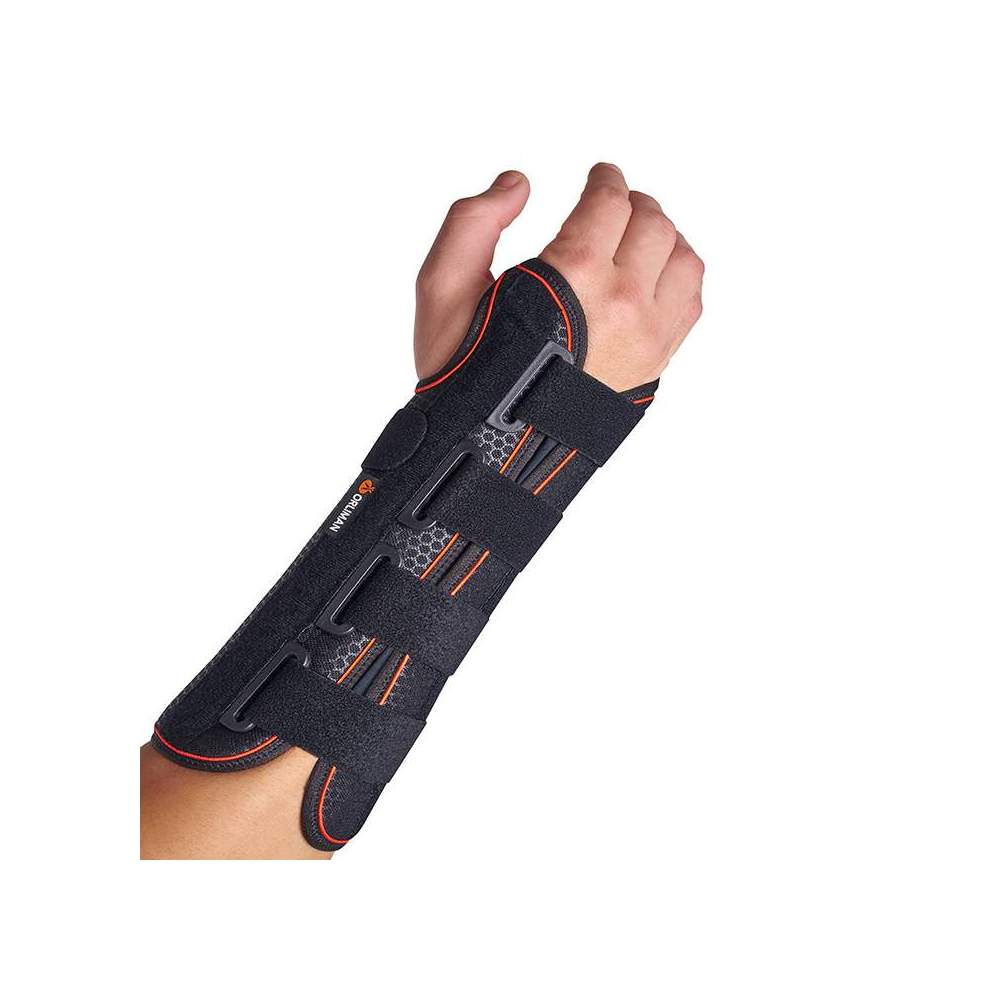 Rigid wrist strap with palm / long splint
