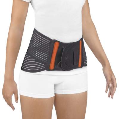 Faja sacrolumbar Lumbitron Elite corta Orliman LTG-275 vista lateral con ballenas delanteras